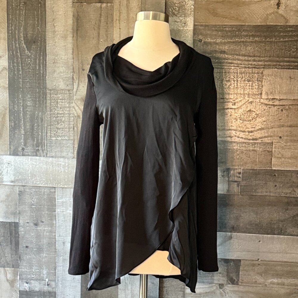 Anthropologie Deletta black cowl neck sweater large draped dark romantic witchy - Picture 10 of 10